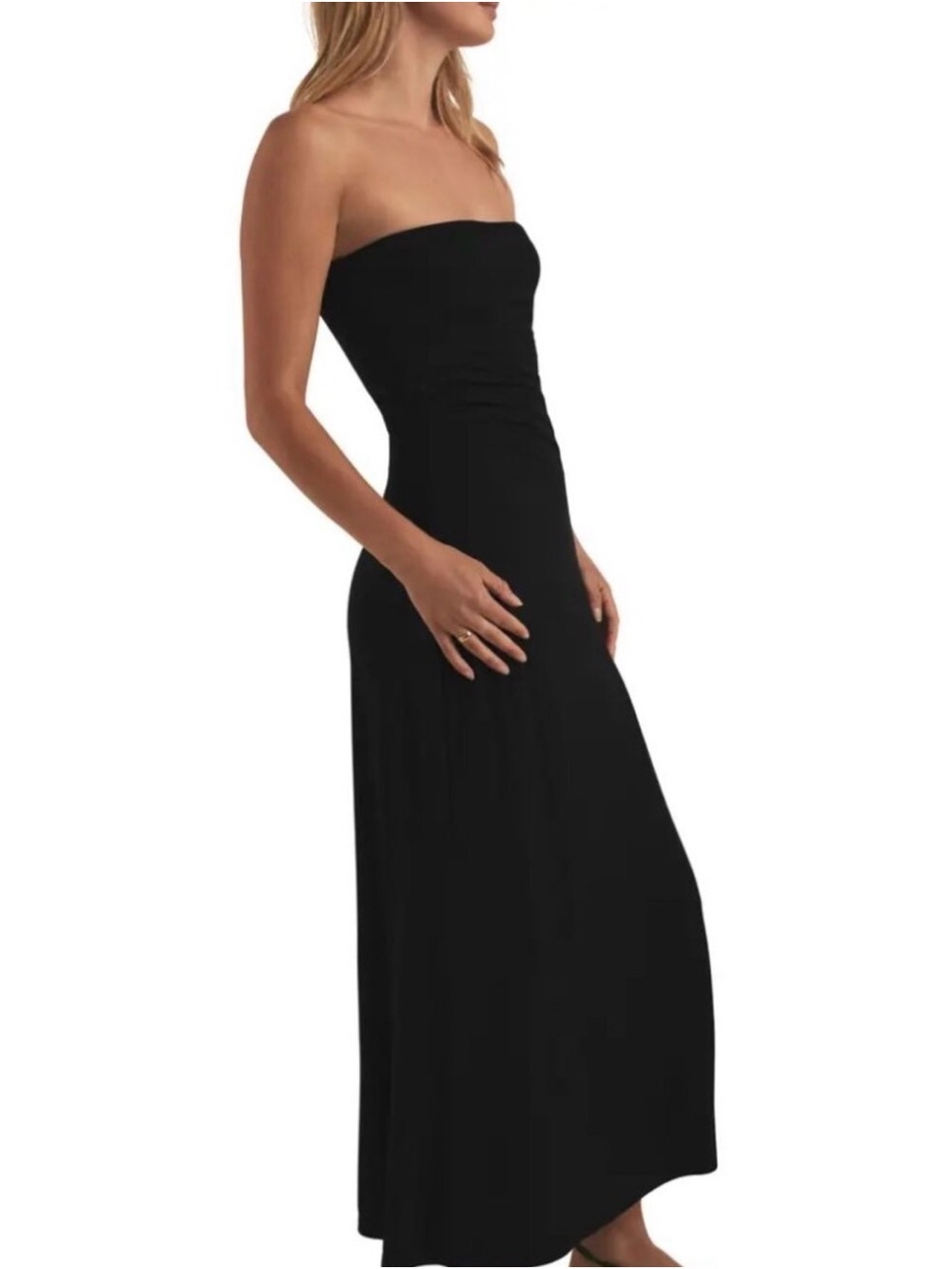 Favorite Daughter Colette Strapless Black Jersey Dress size Large